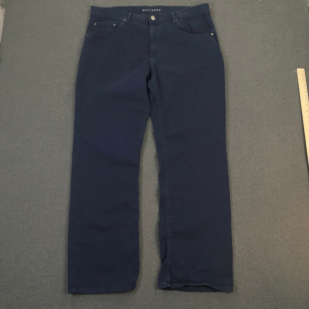 Mott & Bow Straight Jeans Men 38 Navy Blue Stretch Cotton Casual Classic Fit
